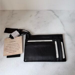 Black genuine Leather Card Holder new